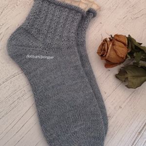 Fodros kötött zokni - kék - ruha & divat - cipő & papucs - zokni - Meska.hu