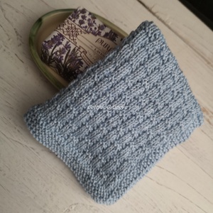 Kötött törlőkendő - kék - Meska.hu