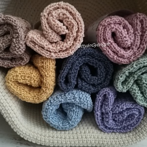 Kötött törlőkendő - mustár - szépségápolás - arcápolás - arclemosó - Meska.hu