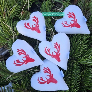Karácsonyi szarvas fejes szívek - nagy, Karácsony, Karácsonyi lakásdekoráció, Karácsonyi manók, figurák, Varrás, MESKA