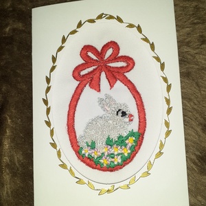 Husvéti Képeslap kézzel himzett, Otthon & Életmód, Papír, írószer, Ajándékozás kellékei, Ajándékkísérő, Hímzés, MESKA