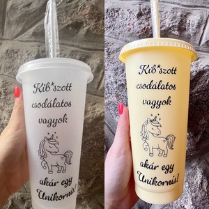 Vicces feliratú pohár tetővel és szívószállal - otthon & életmód - konyhafelszerelés, tálalás - tálalás - pohár - Meska.hu