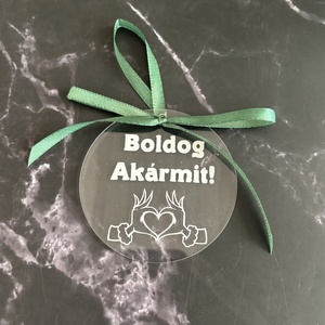 Vicces Akril Karácsonyfadísz - Boldog Akármit! - Grinch-stílusú Ünnepi Üzenet - karácsony - karácsonyi lakásdekoráció - karácsonyfadíszek - Meska.hu