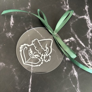 Vicces Akril Karácsonyfadísz - Vigyorgó Grinch Fej - Huncut Ünnepi Ajándék, Karácsony, Karácsonyi lakásdekoráció, Karácsonyfadíszek, Fotó, grafika, rajz, illusztráció, MESKA