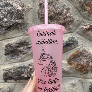 Cukinak születtem... � Humoros unikornis mintás műanyag pohár (710 ml) - Meska.hu
