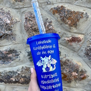 Vicces feliratú (Csodálatos házisárkány) pohár tetővel és szívószállal, Otthon & Életmód, Konyhafelszerelés, tálalás, Tálalás, Pohár, Fotó, grafika, rajz, illusztráció, Foltberakás, MESKA