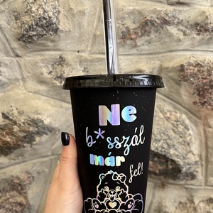 Vicces feliratú pohár tetővel és szívószállal (710 ml) - Meska.hu