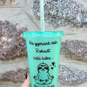 Vicces feliratú pohár tetővel és szívószállal, Otthon & Életmód, Konyhafelszerelés, tálalás, Tálalás, Pohár, , MESKA