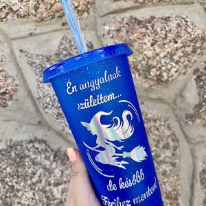 Vicces boszorkány mintás 710 ml-es pohár tetővel és szívószállal � �Én angyalnak születtem de később férjhez mentem!  - Meska.hu