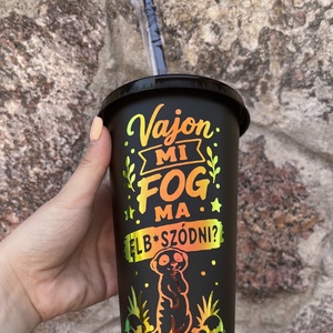     Vicces szurikáta mintás pohár 710 ml tetővel és szívószállal � humoros felirattal - Meska.hu