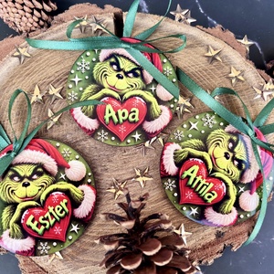 Névre szóló Grinch karácsonyfadísz � egyedi névvel � 7,6 cm - Meska.hu