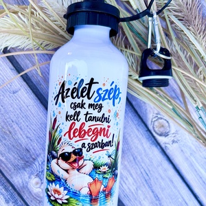 Vicces kacsás kulacs � Az élet szép, csak meg kell tanulni lebegni � 600 ml, Otthon & Életmód, Konyhafelszerelés, tálalás, Italos kellékek, Kulacsok, Fotó, grafika, rajz, illusztráció, MESKA