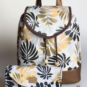 Arany pálmaleveles designer textilbőr női  hátizsák -  - Meska.hu