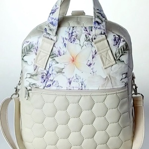 Különleges liliomos textilbőr RITA 4 az 1-ben női táska/hátizsák - táska & tok - variálható táska - Meska.hu