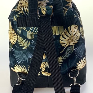 ANDI 3 az 1-ben fekete alapon arany pálmaleveles vízálló női táska/hátizsák zárófedéllel - táska & tok - variálható táska - Meska.hu