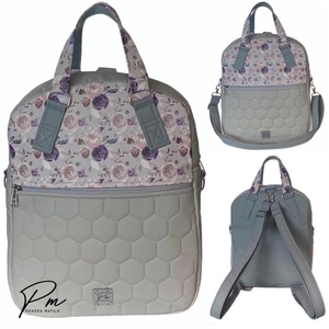 Padlizsán rózsás textilbőr RITA 4 az 1-ben női táska/hátizsák - táska & tok - variálható táska - Meska.hu