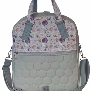 Padlizsán rózsás textilbőr RITA 4 az 1-ben női táska/hátizsák - táska & tok - variálható táska - Meska.hu