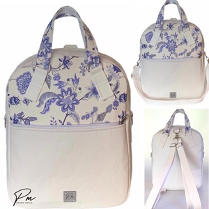 Kék virágos textilbőr �RITA 4 az 1-ben női táska/hátizsák, Táska & Tok, Variálható táska, Varrás, Meska