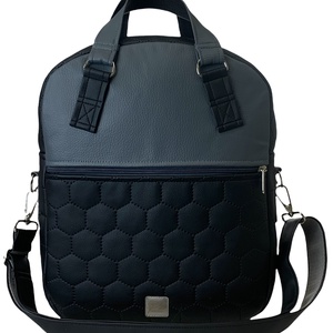 Fekete-szürke  textilbőr RITA 4 az 1-ben cipzáras női táska/hátizsák - táska & tok - variálható táska - Meska.hu