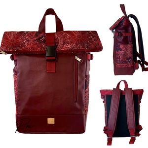 Burgundi vörös  Roll up laptop hátizsák/hátizsák, Táska & Tok, Laptoptáska, laptop hátizsák, Varrás, MESKA