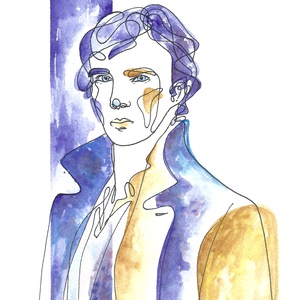 Akvarell illusztráció - Sherlock Holmes, Művészet, Festmény, Akvarell, Festészet, MESKA