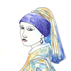 Festmény illusztráció - Leány gyöngy fülbevalóval - Meska.hu