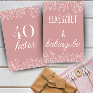 Vintage Rose  - kismama mérföldkő kártyacsomag (kétoldalas) - művészet - grafika & illusztráció - digitális - Meska.hu
