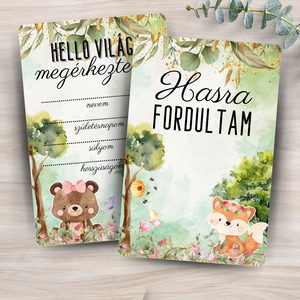 Erdei állatok kislány - baba mérföldkő kártyacsomag (kétoldalas) - művészet - grafika & illusztráció - digitális - Meska.hu