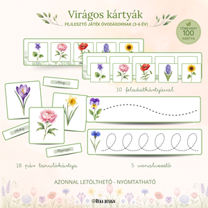  Kártya Kalandok � Virágos fejlesztő csomag óvodásoknak  - játék & sport - készségfejlesztő és logikai játék - oktató játékok - Meska.hu