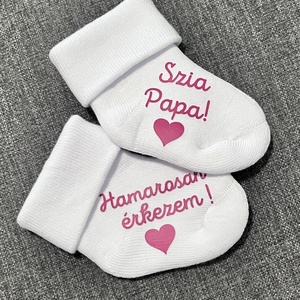 Baba bejelentő kis zokni - ruha & divat - babaruha & gyerekruha - babafotózási ruha és kellék - Meska.hu