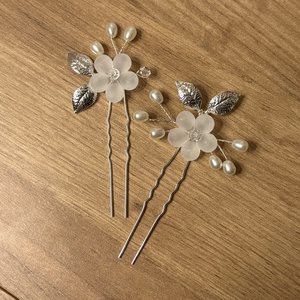 2 db virágos menyasszonyi hajtű - esküvő - hajdísz - hajtű - Meska.hu