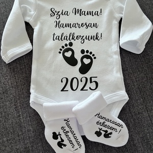 Baba body+zoknik - Hamarosan érkezem , Baba - mama, Babaemlékek, Bababejelentők, Mindenmás, MESKA