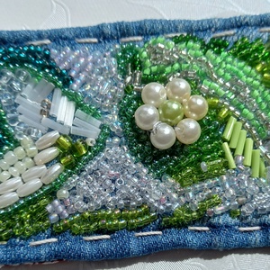 Zöld Mandzsetta karkötő, Ékszer, Karkötő, Széles karkötő, Ékszerkészítés, Varrás, MESKA