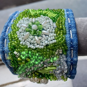 Zöld Mandzsetta karkötő - ékszer - karkötő - széles karkötő - Meska.hu