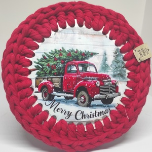 karácsonyi dobozka polófonalból horgolt tároló - , Otthon & Életmód, Tárolás & Rendszerezés, Tárolókosár, Horgolás, MESKA