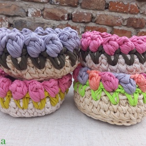 Tulipános tárolókosarak - pl névnapi ajándékozáshoz - otthon & életmód - tárolás & rendszerezés - tárolókosár - Meska.hu