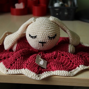 Nyuszis szundikendő kék - otthon & életmód - babaszoba, gyerekszoba - gyerek díszpárna - Meska.hu