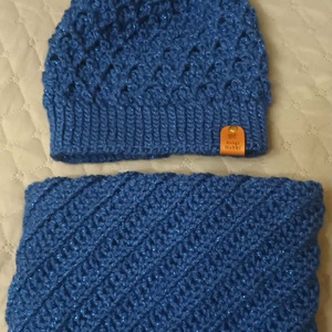 Sapka és nyakmelegítő kék  - Meska.hu