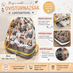 ? Vízlepergetős tornazsák-? munkagép mintával, Játék & Sport, Ovis felszerelés, Ovis hátizsák, Varrás, MESKA