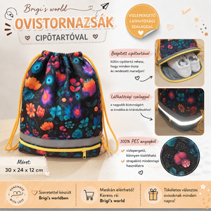 Virágmintás tornazsák, cipőtartó rekesszel, Játék & Sport, Ovis felszerelés, Ovis hátizsák, , MESKA