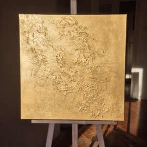60x60cm Arany/bronz textúrált absztrakt akril festmény  - művészet - festmény - akril - Meska.hu