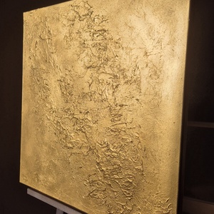 60x60cm Arany/bronz textúrált absztrakt akril festmény  - művészet - festmény - akril - Meska.hu