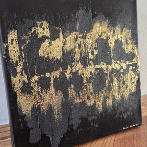 Fekete arany absztrakt festmény - művészet - festmény - akril - Meska.hu