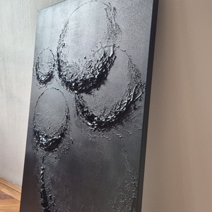 Fekete textúrált absztrakt festmény  - művészet - festmény - akril - Meska.hu