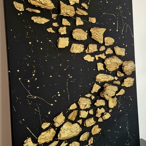 Fekete arany absztrakt kép, festmény 70x100cm - művészet - festmény - festmény vegyes technika - Meska.hu