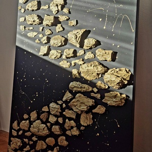 Fekete arany absztrakt kép, festmény 70x100cm - művészet - festmény - festmény vegyes technika - Meska.hu