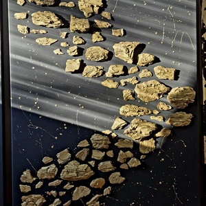 Fekete arany absztrakt kép, festmény 70x100cm - művészet - festmény - festmény vegyes technika - Meska.hu