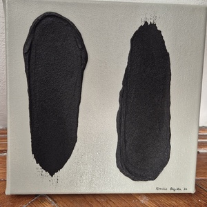 Szürke fekete minimalista absztrakt festmény 20x20cm, Művészet, Festmény, Akril, , MESKA