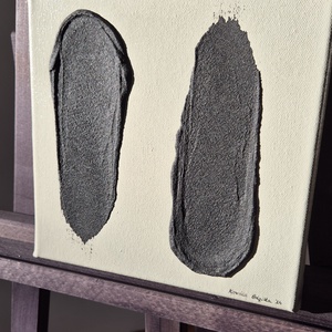 Szürke fekete minimalista absztrakt festmény 20x20cm - művészet - festmény - akril - Meska.hu