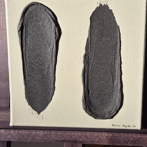 Szürke fekete minimalista absztrakt festmény 20x20cm - művészet - festmény - akril - Meska.hu